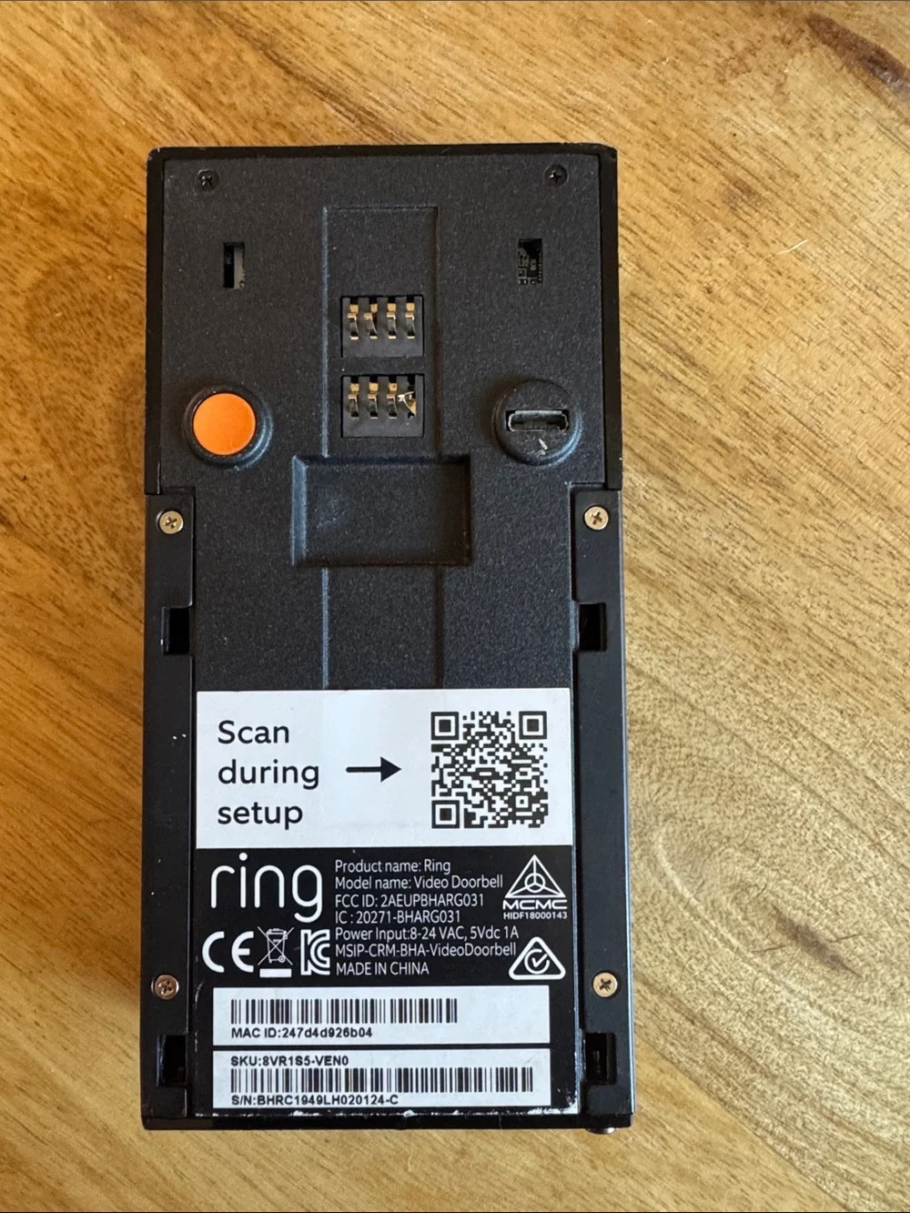 Ring Doorbell Camera 1st Gen in Black/Bronze